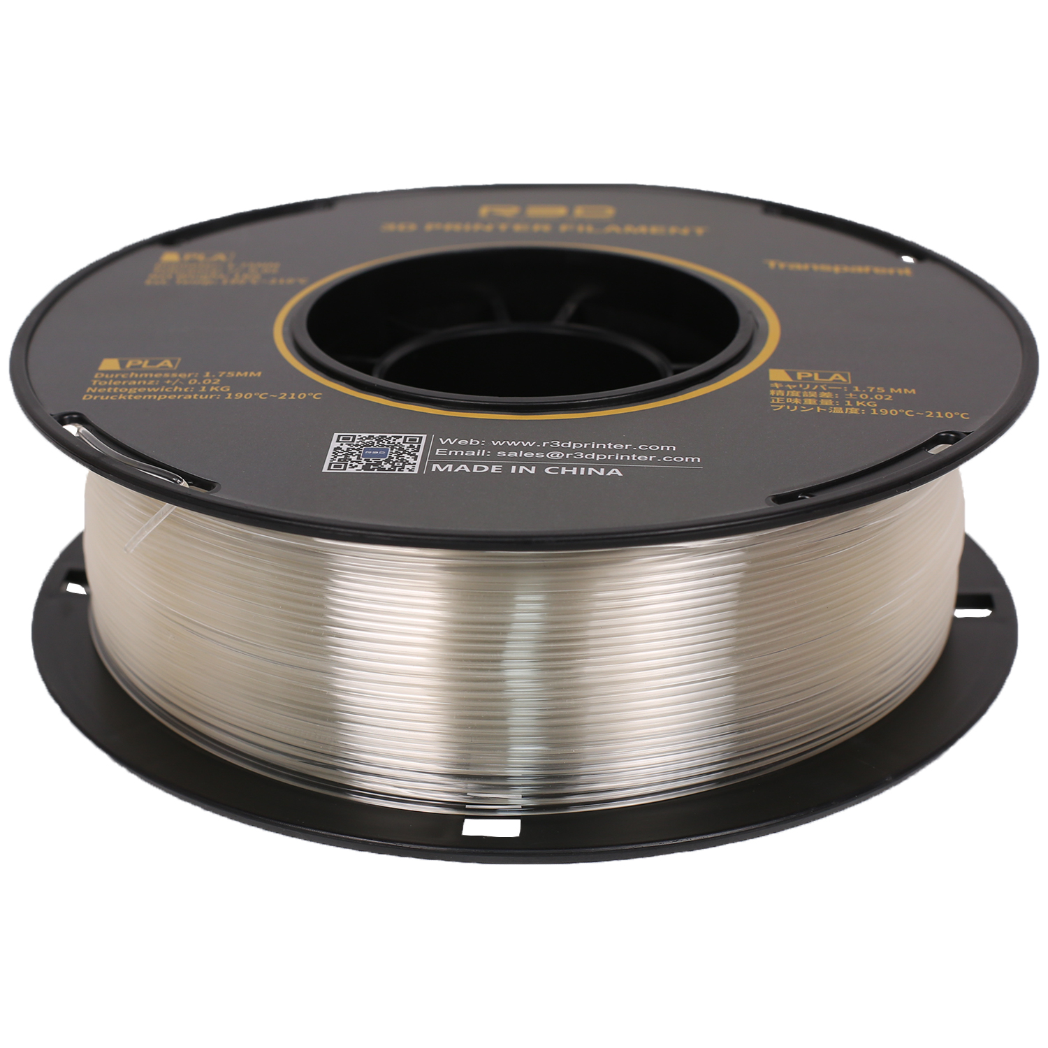 FILAMENTO STAMPA 3D, FILAMENTO PLA, TRASPARENTE