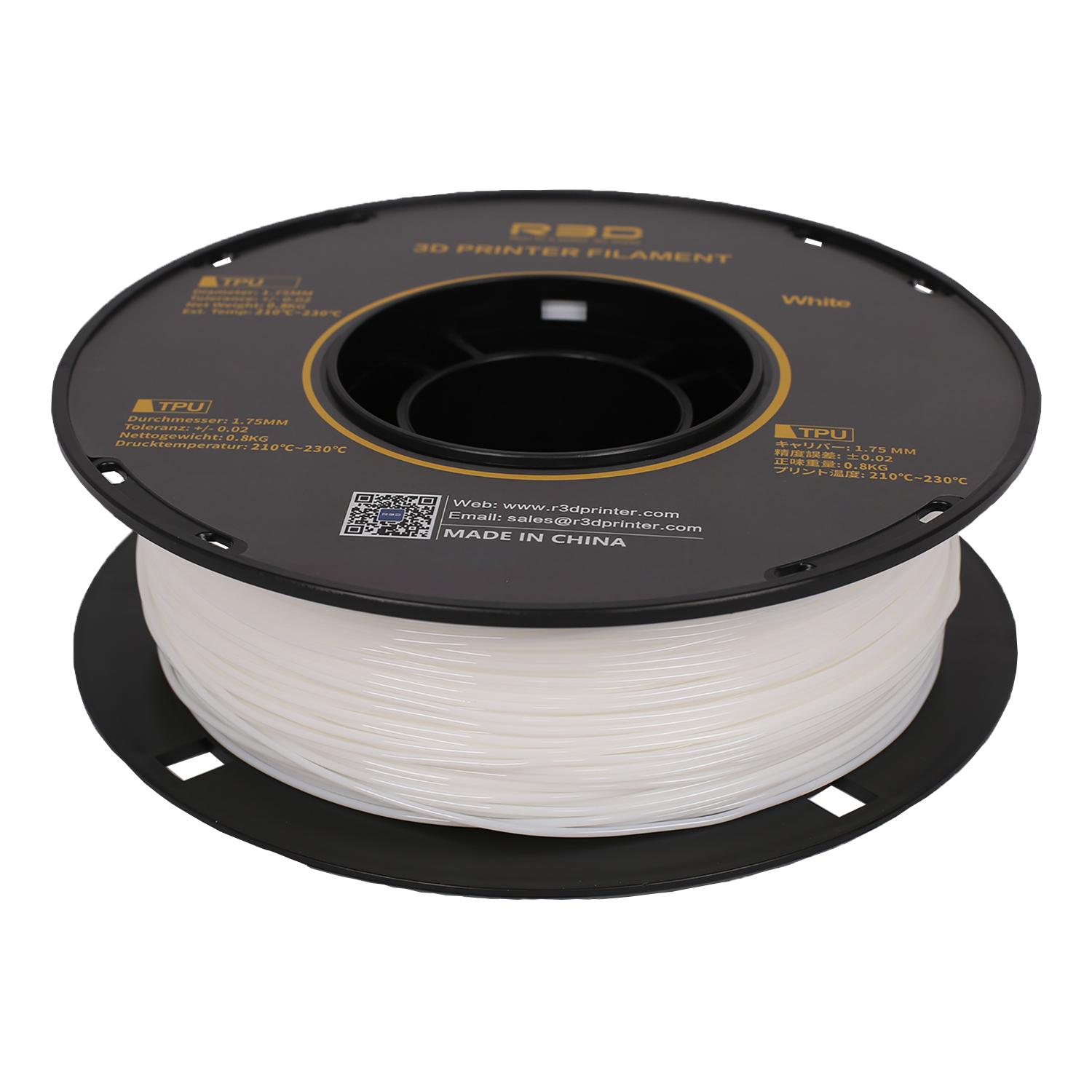 TPU STAMPA 3D, WHITE,FILAMENTO STAMPA 3D, FILAMENTO TPU, TPU MATERIALE STAMPA 3D