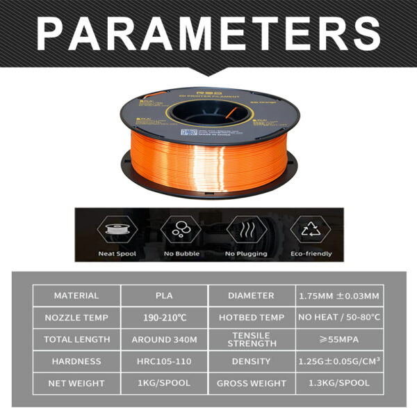 PARAMETRI DI STAMPA FILAMENTO PLA SILK STAMPA 3D