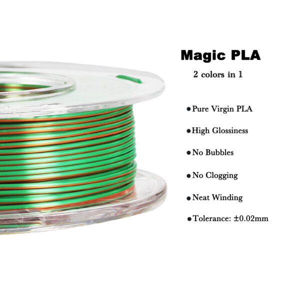 1 KG SPOOL PLA SILK GREEN-ORANGE 1.75MM